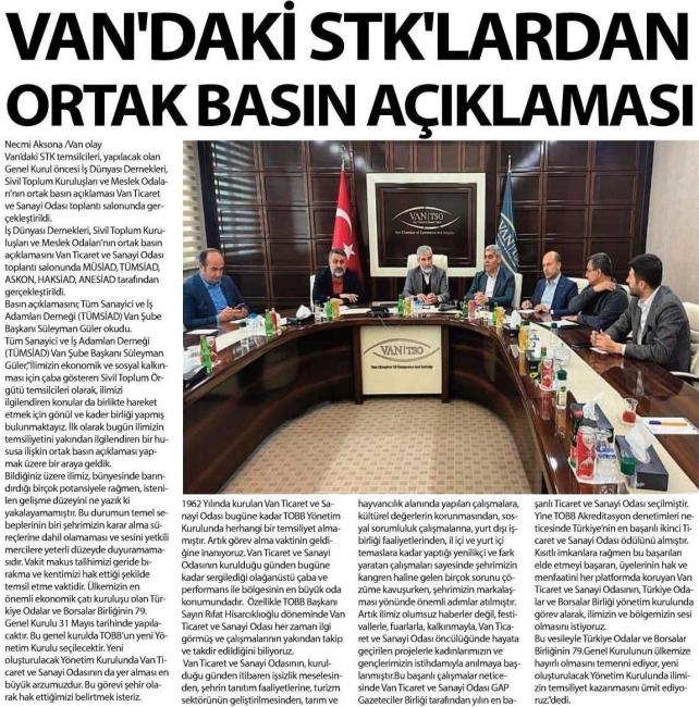 VAN'DAKİ STK'LARDAN ORTAK BASIN AÇIKLAMASI