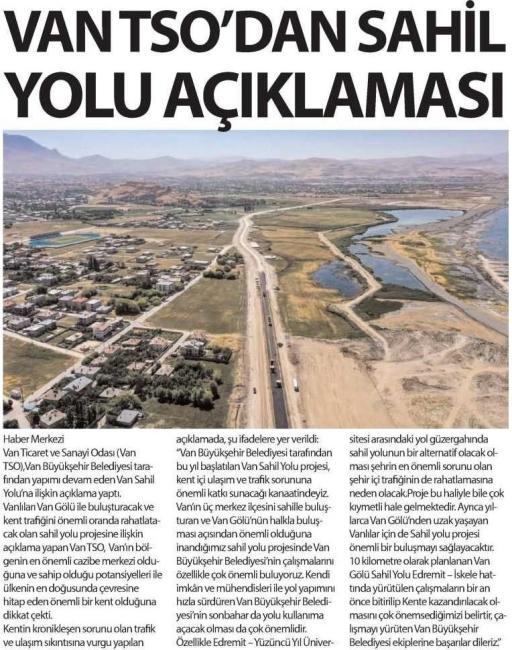 VAN TSO'DAN SAHİL YOLU AÇIKLAMASI