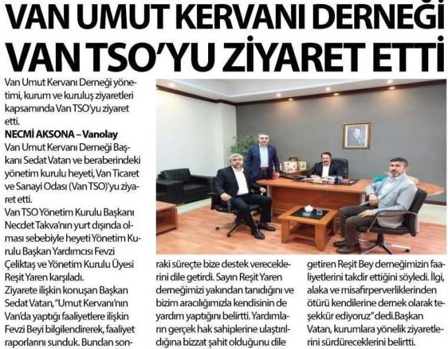 VAN UMUT KERVANI DERNEĞİ VAN TSO'YU ZİYARET ETTİ