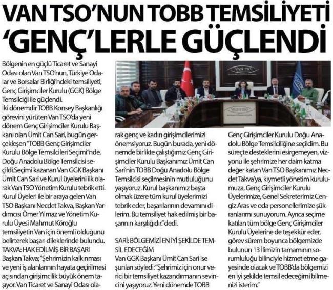 VAN TSO' NUN TOBB TEMSİLİYETİ 'GENÇLERLE' GÜÇLENDİ