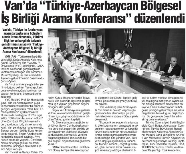 VAN DA TÜRKİYE-AZERBAYCAN BÖLGESEL