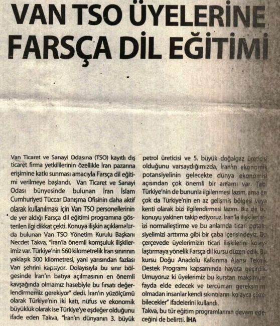 VANTSO ÜYELERİNE FARSÇA EĞİTİM