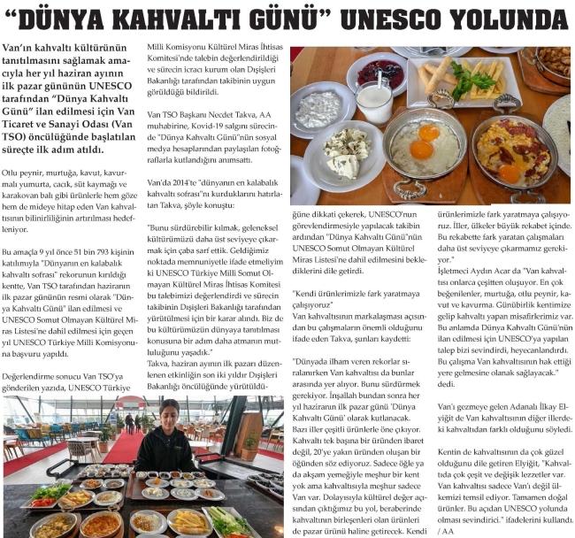 DÜNYA KAHVALTI GÜNÜ UNESCO YOLUNDA