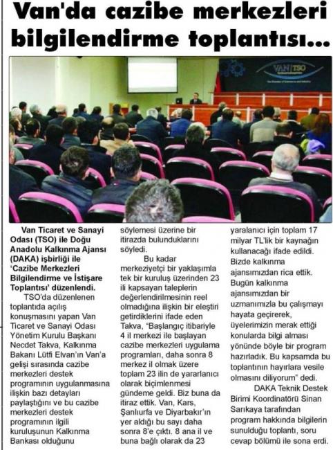 Van'da Cazibe Merkezleri Bilgilendirme Toplantısı .