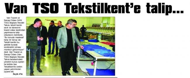 Van TSO Tekstilkent'e Talip....
