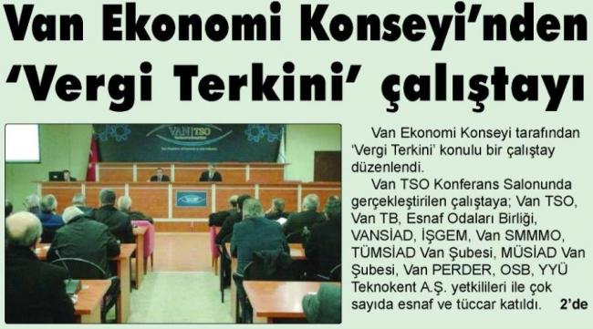 Van Ekonomi Konseyinden Vergi Terkini Çalıştayı