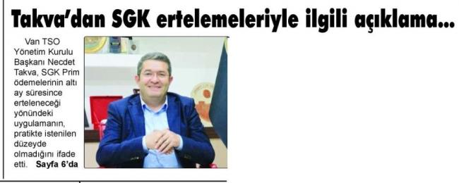 TAKVA ' DAN SGK ERTELEMELERİYLE İLGİLİ AÇIKLAMA