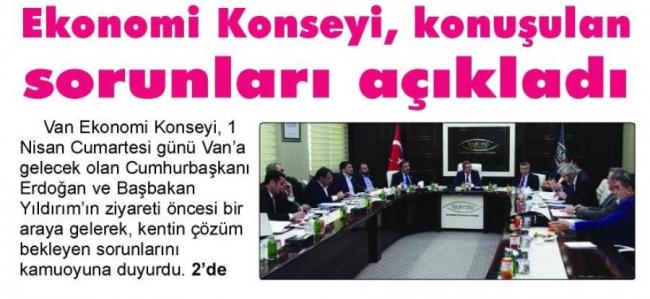 EKONOMİ KONSEYİ KONUŞULAN SORUNLARI AÇIKLADI.