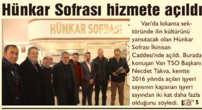 Hünkar Sofrası Hizmete Açıldı.