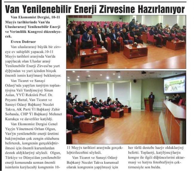 Van Yenilenebilir Enerji Zirvesine Hazırlanıyor