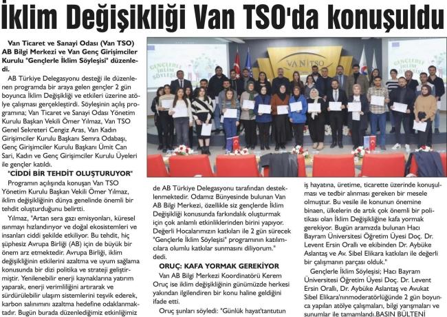 İKLİM DEĞİŞİKLİĞİ VAN TSO' DA KONUŞULDU