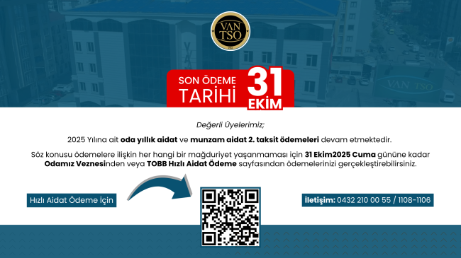 Yıllık Aidat ve Munzam Aidat 2. Taksit Ödemeleri Hk.