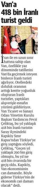 VAN A 418 BİN İRANLI TURİST GELDİ